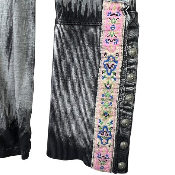 Aratta Silent Journey Distressed Long Sleeve Top XL Cuff Sleeve Bohemian Top - Picture 6 of 11